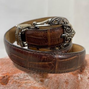 Brighton belt reptile print leather silver buckle made in USA silver buckle M 30
